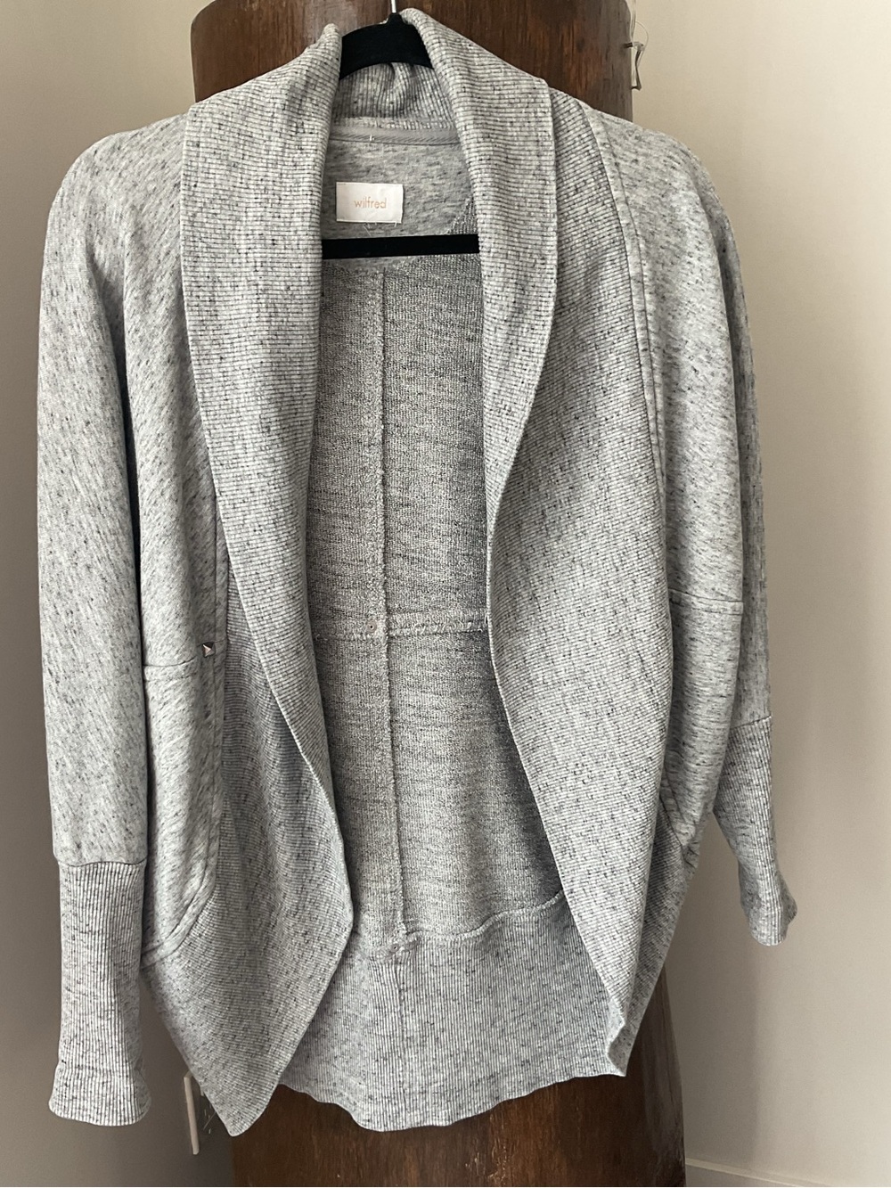 ***Wilfred Free ** Diderot Cocoon  Gray Open-Front Cardigan with Silver Studs .